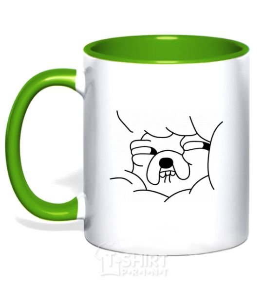 Mug with a colored handle Happy Jake kelly-green фото