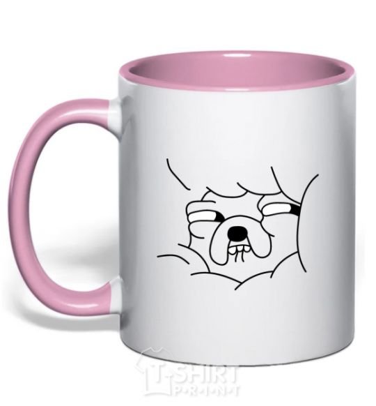 Mug with a colored handle Happy Jake light-pink фото