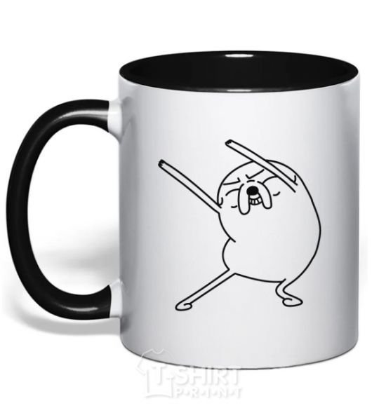 Mug with a colored handle A very happy Jake black фото