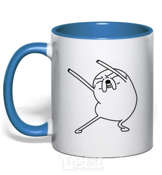 Mug with a colored handle A very happy Jake royal-blue фото