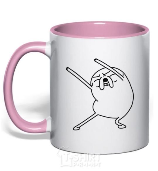 Чашка с цветной ручкой Очень довольный Джейк Нежно розовый фото