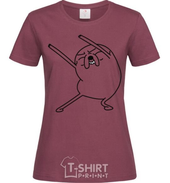 Women's T-shirt A very happy Jake burgundy фото