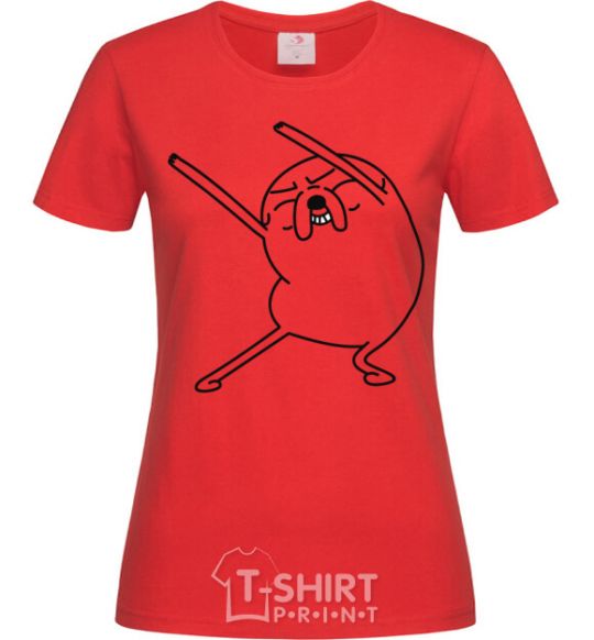 Women's T-shirt A very happy Jake red фото