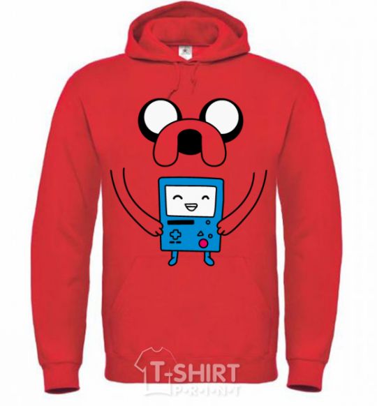 Men`s hoodie Jake and the calculator bright-red фото