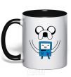 Mug with a colored handle Jake and the calculator black фото