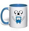 Mug with a colored handle Jake and the calculator royal-blue фото