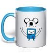 Mug with a colored handle Jake and the calculator sky-blue фото