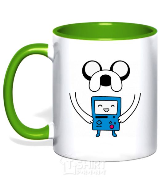 Mug with a colored handle Jake and the calculator kelly-green фото
