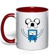 Mug with a colored handle Jake and the calculator red фото