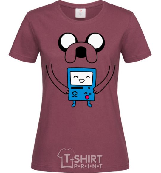 Women's T-shirt Jake and the calculator burgundy фото