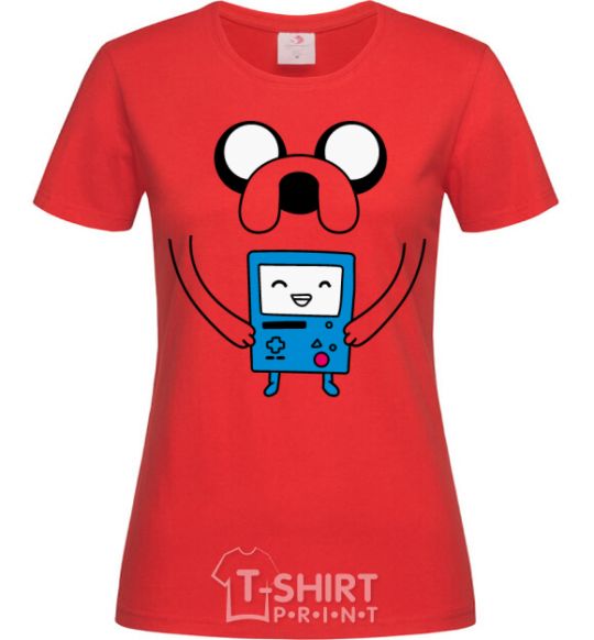 Women's T-shirt Jake and the calculator red фото