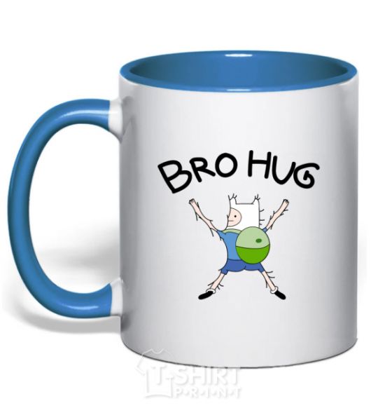 Mug with a colored handle Bro hug royal-blue фото