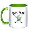 Mug with a colored handle Bro hug kelly-green фото