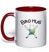 Mug with a colored handle Bro hug red фото