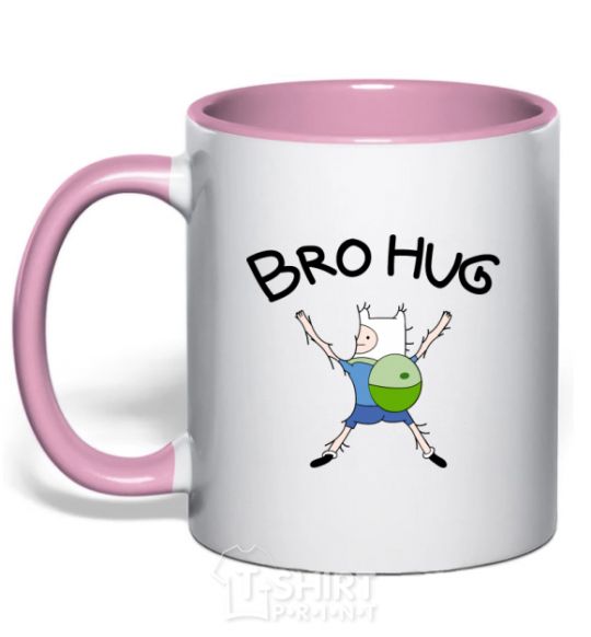 Чашка с цветной ручкой Bro hug Нежно розовый фото