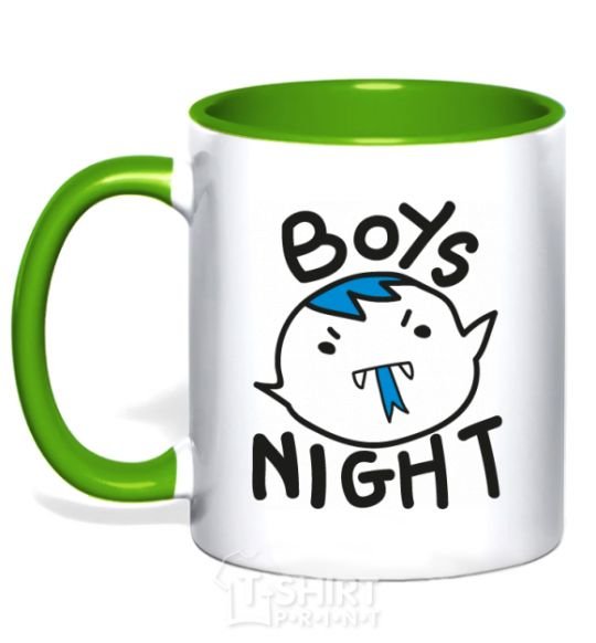 Mug with a colored handle Boys night kelly-green фото