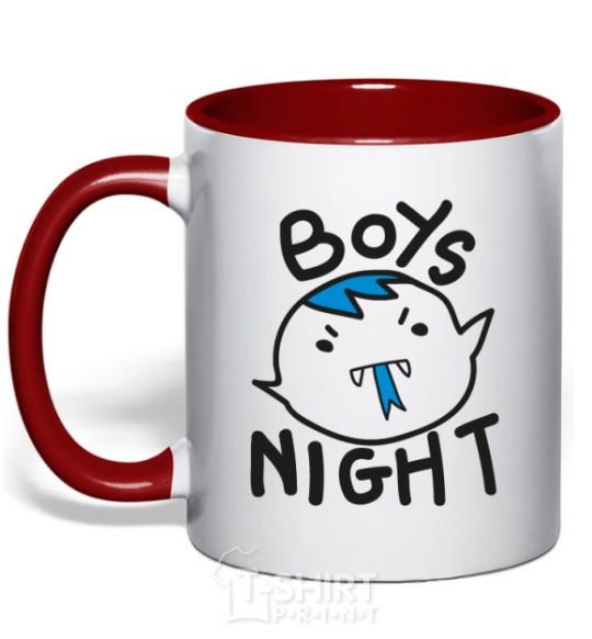 Mug with a colored handle Boys night red фото
