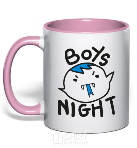 Mug with a colored handle Boys night light-pink фото
