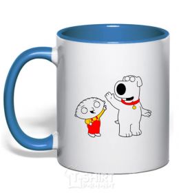 Mug with a colored handle Brian the dog royal-blue фото