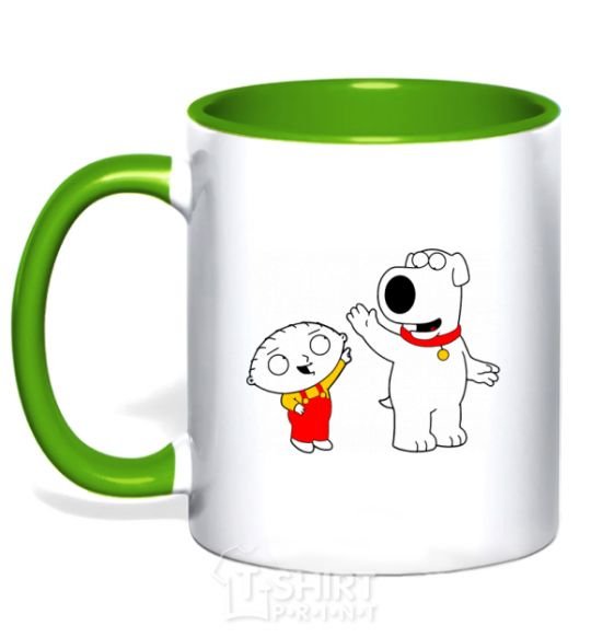 Mug with a colored handle Family Guy Stewie and Brian kelly-green фото