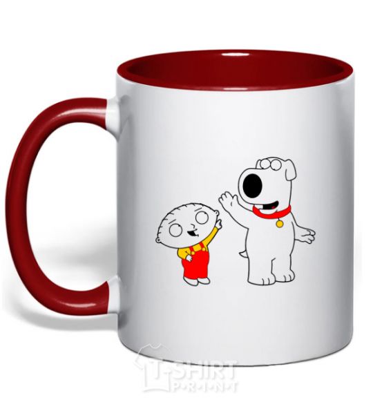 Mug with a colored handle Family Guy Stewie and Brian red фото