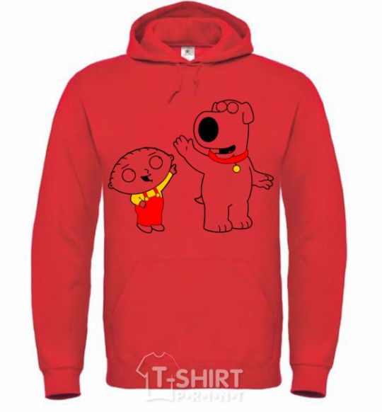 Men`s hoodie Family Guy Stewie and Brian bright-red фото