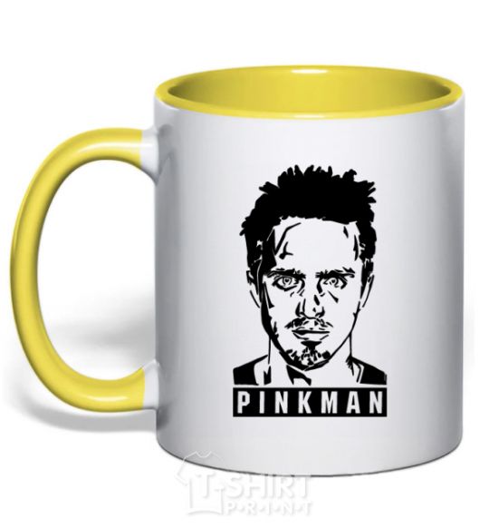 Mug with a colored handle Pinkman yellow фото