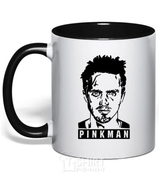 Mug with a colored handle Pinkman black фото