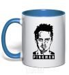 Mug with a colored handle Pinkman royal-blue фото