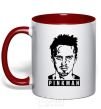 Mug with a colored handle Pinkman red фото