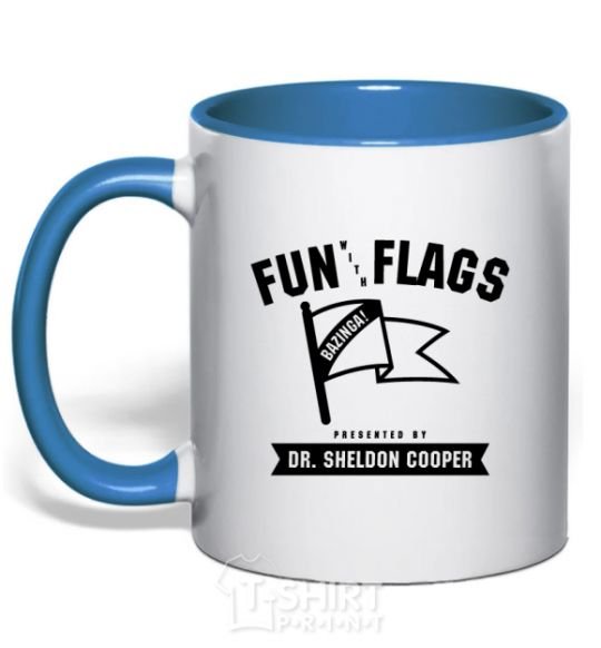 Mug with a colored handle Fun with flags royal-blue фото