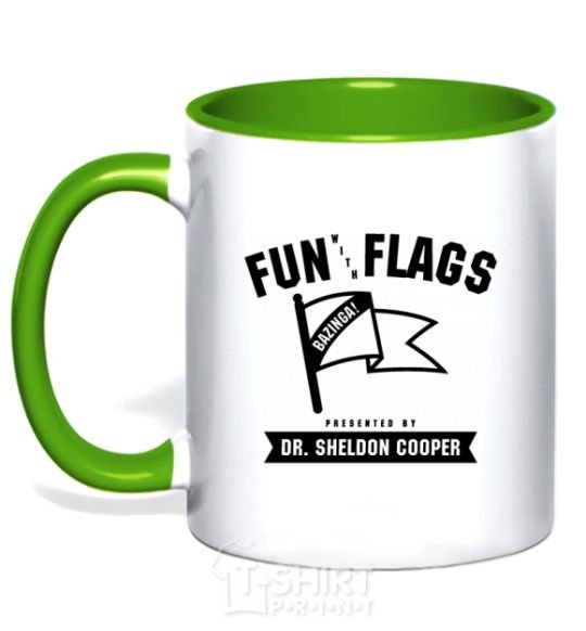 Mug with a colored handle Fun with flags kelly-green фото