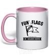 Mug with a colored handle Fun with flags light-pink фото