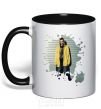 Mug with a colored handle Aron Paul black фото