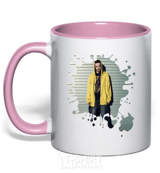 Mug with a colored handle Aron Paul light-pink фото