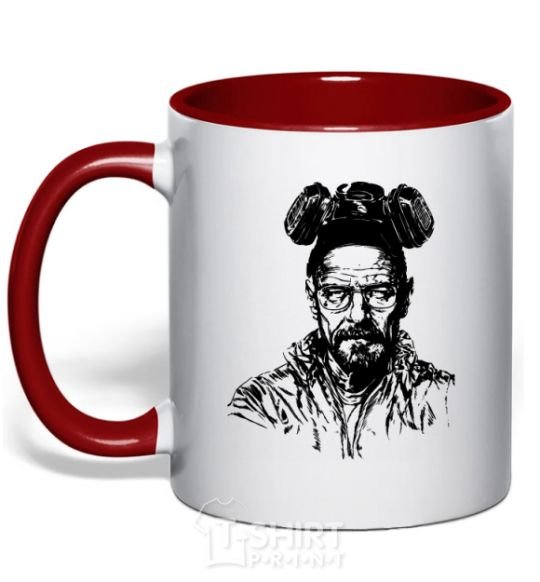 Mug with a colored handle Walter White red фото