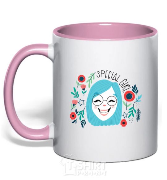Чашка с цветной ручкой Special girl Нежно розовый фото