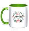 Чашка с цветной ручкой Best mommy ever flowers Зеленый фото