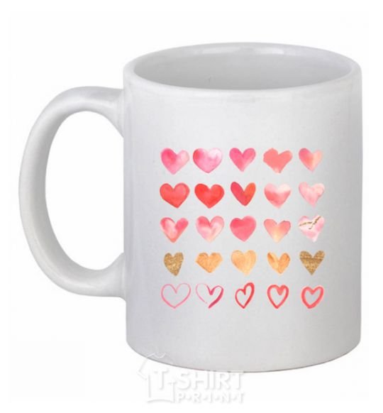 Ceramic mug Hearts White фото