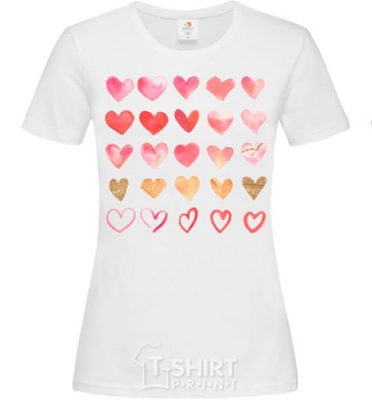 Women's T-shirt Hearts White фото