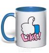 Mug with a colored handle Like royal-blue фото