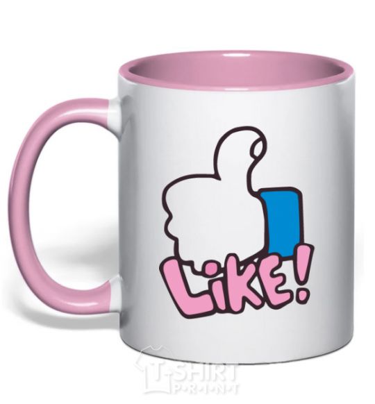 Mug with a colored handle Like light-pink фото