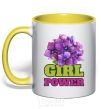 Mug with a colored handle Girl power yellow фото
