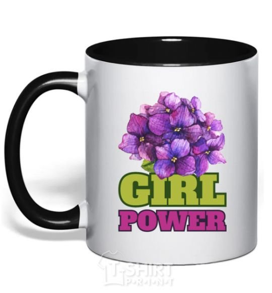 Mug with a colored handle Girl power black фото