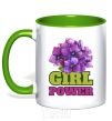 Mug with a colored handle Girl power kelly-green фото