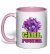 Mug with a colored handle Girl power light-pink фото