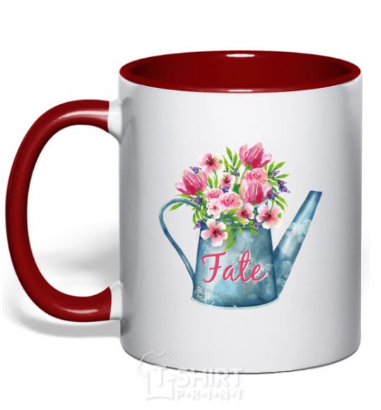 Mug with a colored handle Fate red фото