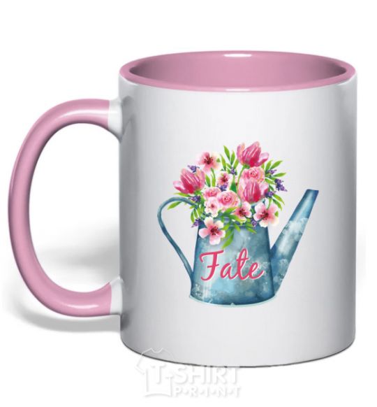 Mug with a colored handle Fate light-pink фото