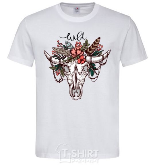 Men's T-Shirt Wild skull White фото