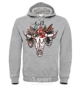 Men`s hoodie Wild skull sport-grey фото